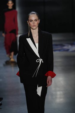 New York, Ny - 11 Şubat: Manken Prabal Gurung sonbahar 2018 galeride giyen pist yürür ben New York'ta 11 Şubat 2018 bahar stüdyolarında.