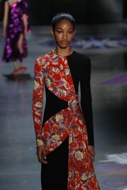 New York, Ny - 11 Şubat: Manken Prabal Gurung sonbahar 2018 galeride giyen pist yürür ben New York'ta 11 Şubat 2018 bahar stüdyolarında.