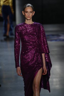 New York, Ny - 11 Şubat: Manken Prabal Gurung sonbahar 2018 galeride giyen pist yürür ben New York'ta 11 Şubat 2018 bahar stüdyolarında.