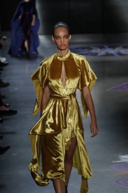 New York, Ny - 11 Şubat: Manken Prabal Gurung sonbahar 2018 galeride giyen pist yürür ben New York'ta 11 Şubat 2018 bahar stüdyolarında.