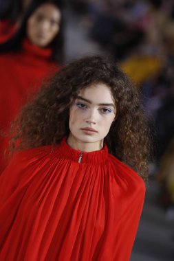 New York, Ny - 11 Şubat: Modelleri yürüyüş Tibi sonbahar 2018 Pier 17, 11 Şubat 2018 New York'ta giyen pist final.