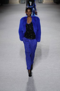 Paris, Fransa - Mart 02: Manken pist Balmain gösterisi sırasında Paris moda hafta kadın giyim Sonbahar/Kış 2018/2019 bir parçası olarak 2 Mart 2018 Paris, Fransa'da yürür.
