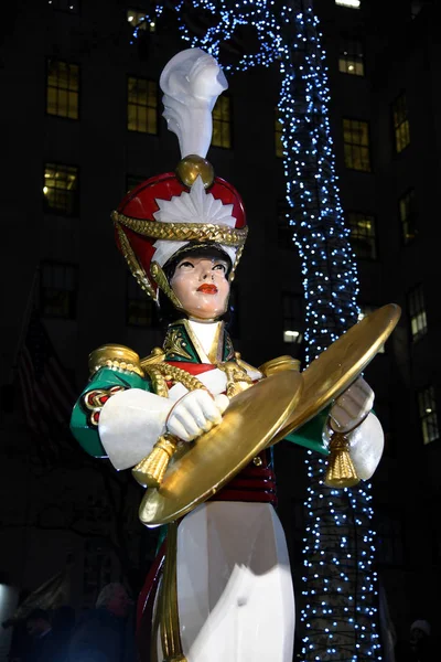 New York December 2018 Large Toy Nutcracker Drummer Statue Holiday — Stock Photo, Image