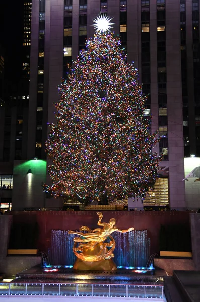 New York Dezember 2018 Der Berühmte Weihnachtsbaum Und Die Prometheus — Stockfoto