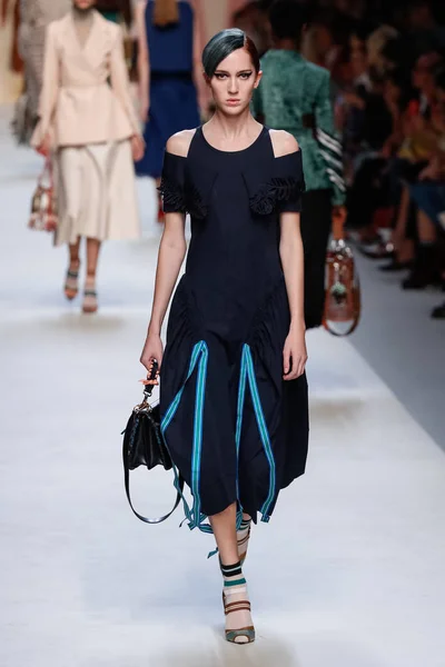 Milan Italy September Model Walks Runway Fendi Show Milan Fashion — Stock Photo, Image