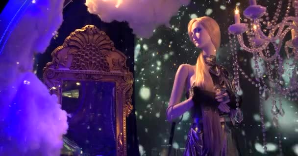 Нью Йорк Декабря 2018 Года Волшебный Театр Мечты Saks Fifth — стоковое видео