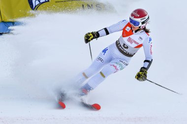Killington, Vt - Kasım 24: Irene Cutrone büyük slalom Audi FIS kayak Dünya Kupası - 24 Kasım 2018 Killington, Vermont bardakta Killington adlı ilk çalıştırma sonra Bitiş alanında İtalya.