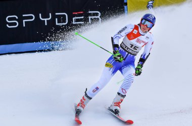Killington, Vermont - Kasım 24: Petra Vlhova Slovakya Büyük Slalom Audi FIS kayak Dünya Kupası'nda ilk çalıştırmada üzerinde 24 Kasım 2018 Killington, Vermont yarışıyor.