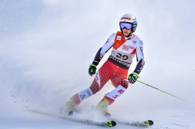 Killington, Vermont - 24 Kasım: Avusturyalı Eva-Maria Brem, 24 Kasım 2018'de Killington, Vermont'ta düzenlenen Audi Fis Kayak Dünya Kupası'nda Dev Slalom'un ilk koşusunda yarışıyor.