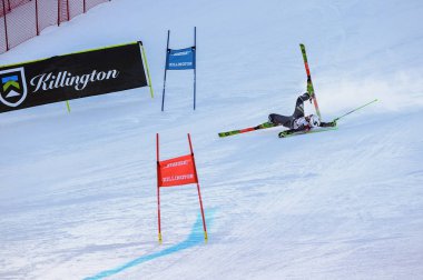 Killington, Vt - Kasım 24: Mina Fuerst Holtmann Norveç kazasında Audi FIS kayak Dünya Kupası - Killington Kupası üzerinde 24 Kasım 2018 Killington, Vermont, dev slalom ilk çalıştırma sonra Bitiş alanında. 