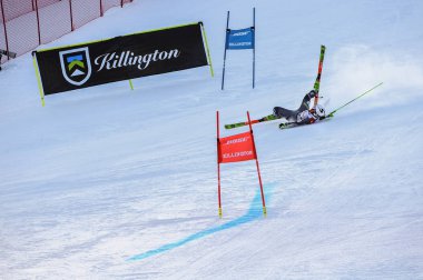 Killington, Vt - Kasım 24: Mina Fuerst Holtmann Norveç kazasında Audi FIS kayak Dünya Kupası - Killington Kupası üzerinde 24 Kasım 2018 Killington, Vermont, dev slalom ilk çalıştırma sonra Bitiş alanında. 