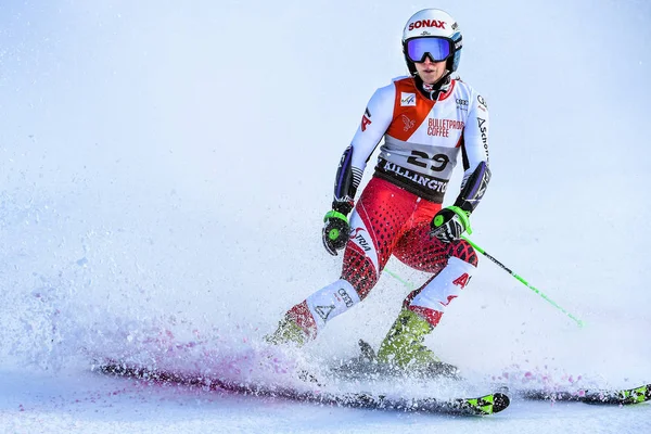 财政年度基灵顿 11月24日 奥地利的 Eva Maria Brem 在完成区域 在奥迪菲斯滑雪世界杯上的第二次跑 基灵顿杯 佛蒙特州基灵顿 — 图库照片