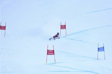Killington, Vt - 24 Kasım: Audi Fis Kayak Dünya Kupası'nda dev slalom ikinci çalıştırmak sonra bitiş alanında Avusturya Anna Veith - Killington Kupası Kasım'da 24, 2018 Killington, Vermont. 