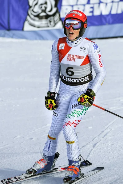 Killington Vermont November Federica Brignone Italien Reagerar Efter Att Vunnit — Stockfoto