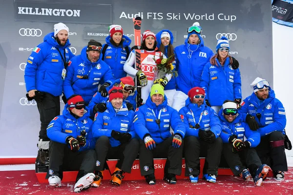 Killington November Frederica Brignone Van Italië Viert Met Haar Team — Stockfoto