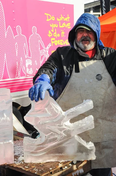 Killington Usa November General View Festival Village Ice Sculpture Cutting — Stock Photo, Image