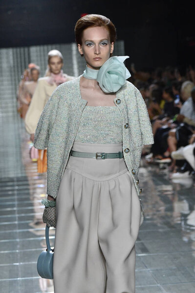 NEW YORK, NY - SEPTEMBER 12: A model walks the runway during the Marc Jacobs Spring 2019 show; September 2018, New York Fashion Week at Park Avenue Armory on September 12, 2018 in New York City.