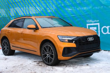 Killington, Amerika Birleşik Devletleri - 25 Kasım: Festival Köyü ve Audi araba Audi FIS alp Kayak Dünya Kupası bayanlar dev Slalom üzerinde 25 Kasım 2018 Killington ABD sırasında bir genel görünüme