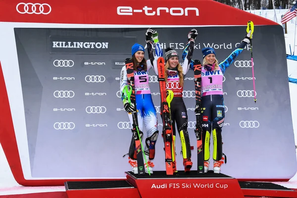 Killington Novembro Petra Vlhova Eslováquia Segundo Lugar Mikaela Shiffrin Dos — Fotografia de Stock