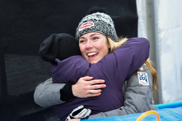 Killington Eua Novembro Mikaela Shiffrin Abraço Amigo Durante Audi Fis — Fotografia de Stock