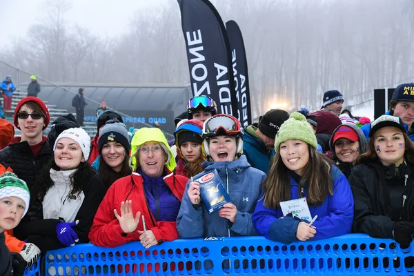 Killington Novembro Fãs Corrida Torcem Durante Corrida Slalom Feminino Durante — Fotografia de Stock