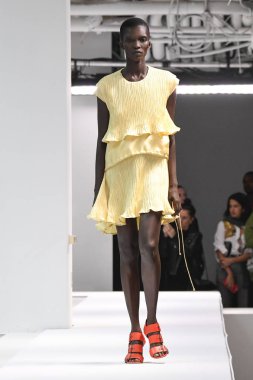 New York, Ny - Eylül 09: Manken New York'ta 9 Eylül 2018 tarihinde New York moda haftasında Sies Marjan bahar yaz 2019 koleksiyonu için pist yürür.