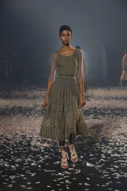 Paris, Fransa - 24 Eylül: Manken pist Christian Dior gösterisi sırasında Paris moda hafta kadın giyim ilkbahar/yaz 2019 kapsamında 24 Eylül 2018 Paris, Fransa'da yürür.