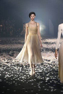 Paris, Fransa - 24 Eylül: Manken pist Christian Dior gösterisi sırasında Paris moda hafta kadın giyim ilkbahar/yaz 2019 kapsamında 24 Eylül 2018 Paris, Fransa'da yürür.