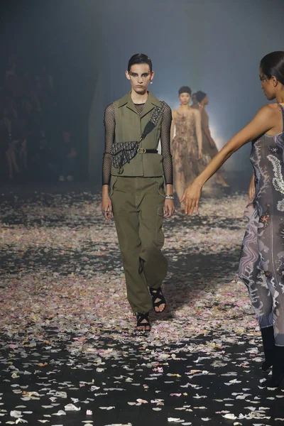 Paris, Fransa - 24 Eylül: Manken pist Christian Dior gösterisi sırasında Paris moda hafta kadın giyim ilkbahar/yaz 2019 kapsamında 24 Eylül 2018 Paris, Fransa'da yürür.