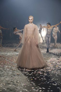 Paris, Fransa - 24 Eylül: Manken pist Christian Dior gösterisi sırasında Paris moda hafta kadın giyim ilkbahar/yaz 2019 kapsamında 24 Eylül 2018 Paris, Fransa'da yürür.