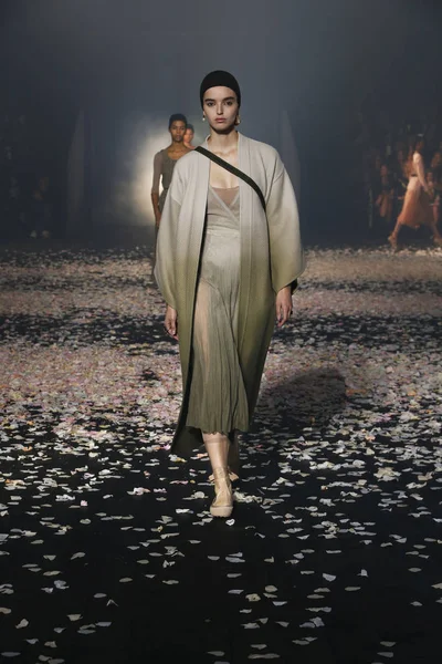 Paris, Fransa - 24 Eylül: Manken pist Christian Dior gösterisi sırasında Paris moda hafta kadın giyim ilkbahar/yaz 2019 kapsamında 24 Eylül 2018 Paris, Fransa'da yürür.