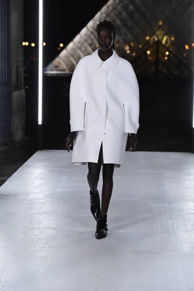 Paris França Outubro Modelo Caminha Passarela Durante Desfile Louis Vuitton — Fotografia de Stock
