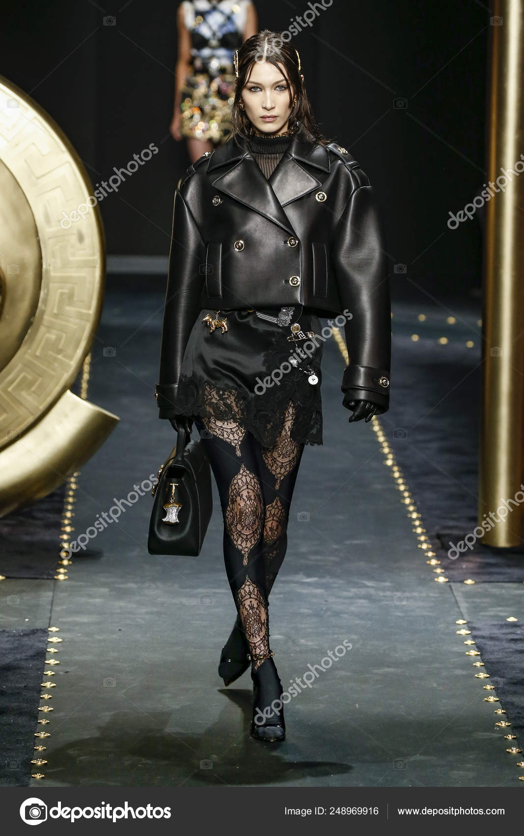 Bella Hadid walks the runway at the Versace show during Milan Fashion Week,  Spring/Summer 2020