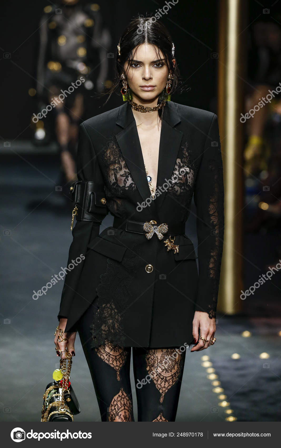 Milan Italy February Kendall Jenner Walks Runway Versace Show Milan ...