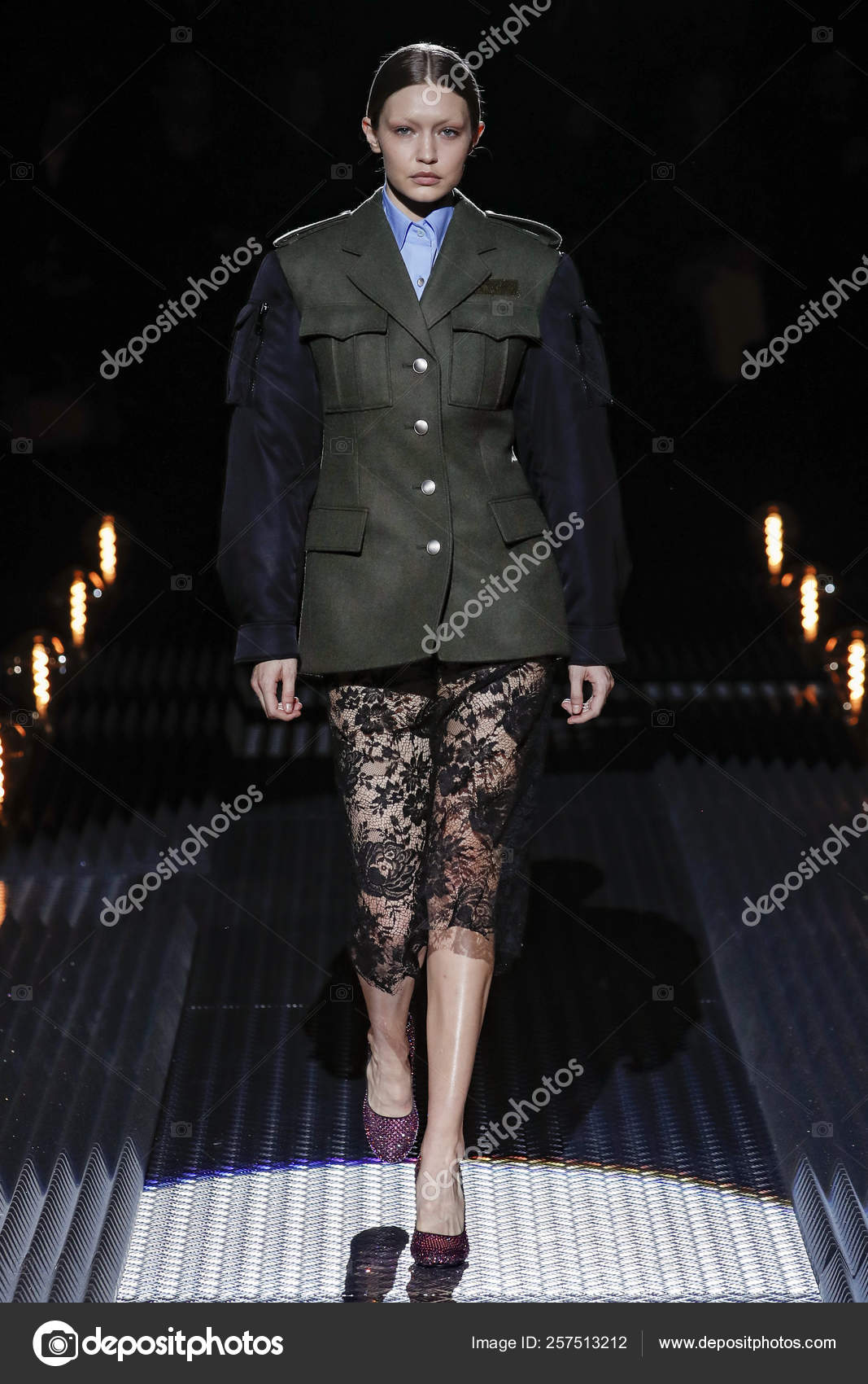 Milan Italy February Gigi Hadid Walks Runway Prada Show