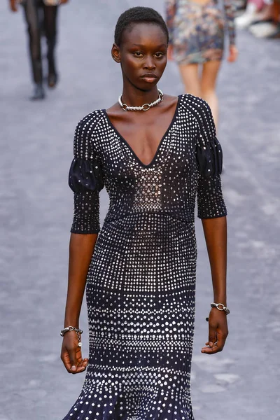 Milan Italy February Model Walks Runway Roberto Cavalli Show Milan — Stock Photo, Image