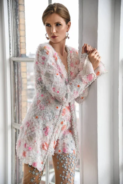 New York April Model Posing Ines Santo Spring 2020 Bridal — Stock Photo, Image