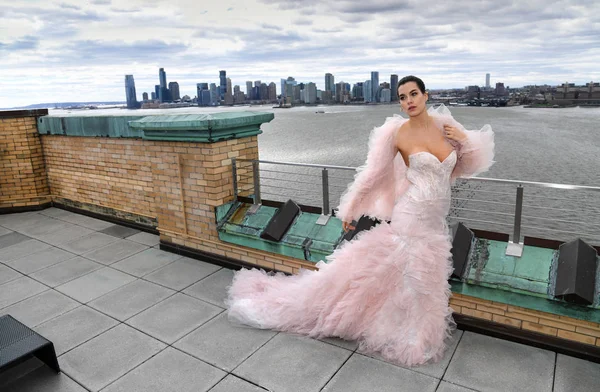 New York April Een Model Poseren Tijdens Ines Santo Voorjaar — Stockfoto