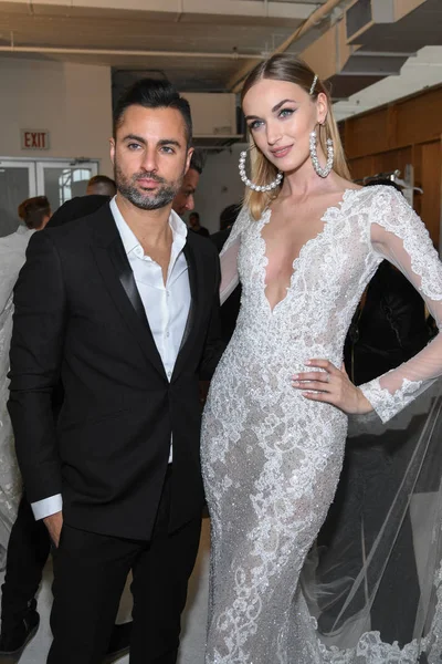 New York April Nir Moscovich Model Posing Backstage Berta Bridal — Stock Photo, Image