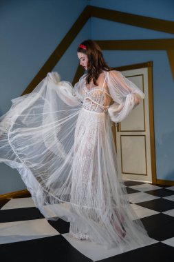 New York, Ny - 14 Nisan: Galia Lahav Bahar sırasında poz bir model 2020 New York Moda Haftası'nda gelinlik moda sunumu: Gelinlik Nisan'da 14, 2019 Nyc.