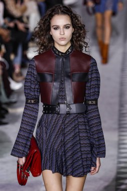 New York, Ny - 09 Şubat: Emm Arruda, 9 Şubat 2019'da New York'ta longchamp Fw19 Pist Show'da podyumda yürüyor.