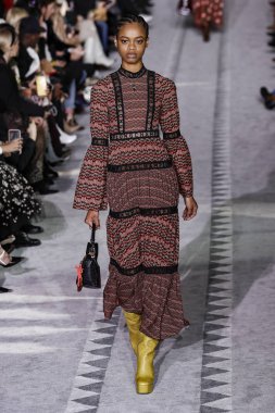 New York, Ny - 09 Şubat: Aaliyah Hydes, 9 Şubat 2019'da New York'ta longchamp Fw19 Runway Show'da podyumda yürüyor.