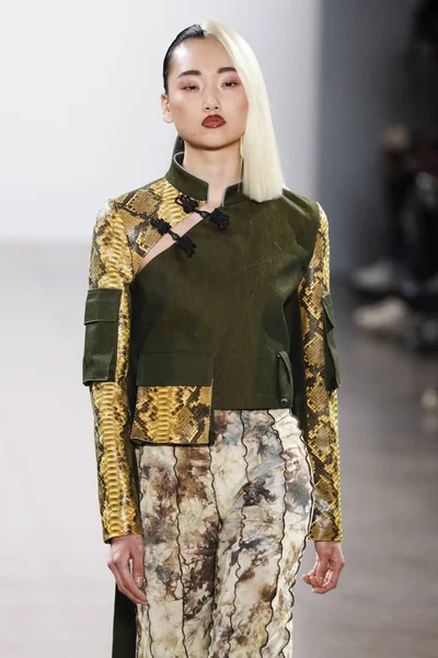 ニューヨーク ニューヨーク 2月08日 モデルはNyfwの間にキム シュイのファッションショーの滑走路を歩く 2019年2月8日にニューヨークのスプリングスタジオでギャラリーIiでショー — ストック写真