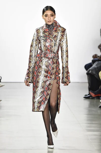 ニューヨーク ニューヨーク 2月10日 モデルはNyfwの間にラクアンスミスのファッションショーの滑走路を歩く 2019年2月10日にニューヨークのスプリングスタジオでギャラリーIiでショー — ストック写真