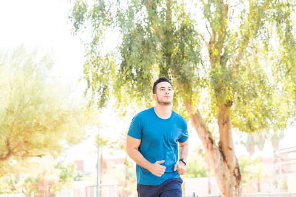 Confident Male Runner Sportswear Training Park — Stock Photo, Image