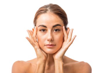 Cilt bakım modeli pürüzsüz teni yüz Studio dokunmadan portresi