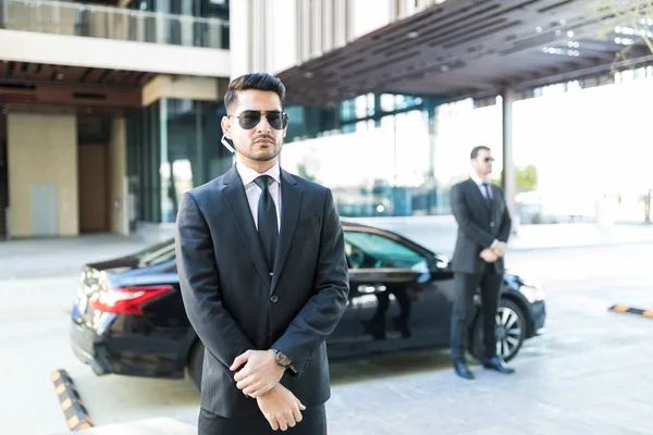 Bodyguard Waiting Update Clear Route Boss Disembark Car — Stock Photo, Image