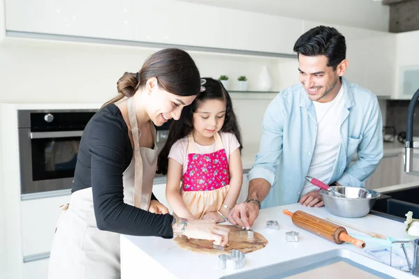 Cute Girl Making Cookies Family Home — Stock Photo, Image