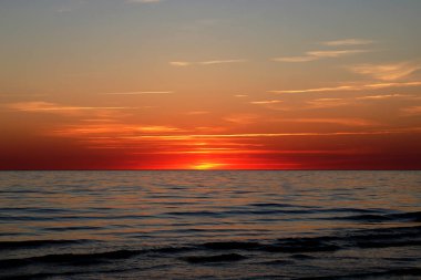 Baltık Denizi, Palanga, Litvanya 'da güzel gün batımı