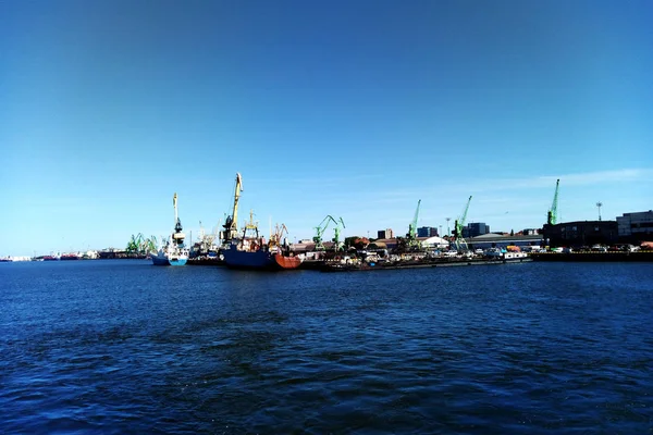 Uitzicht Zee Laadhaven Terminal Commerciële Haven Van Steenkool Poort Kranen — Stockfoto